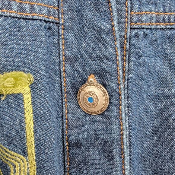 Vintage Saint Germain Women's Denim‎ Embroidered Patchwork Jacket Size Petite - Picture 7 of 11